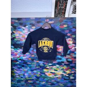 Vintage 90s University of Akron Zips Sweatshirt Navy Blue Raglan Youth Medium